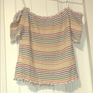 Striped Off The Shoulders Tee